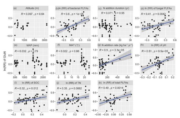 氮添加對(duì)微生物殘?bào)w量的影響